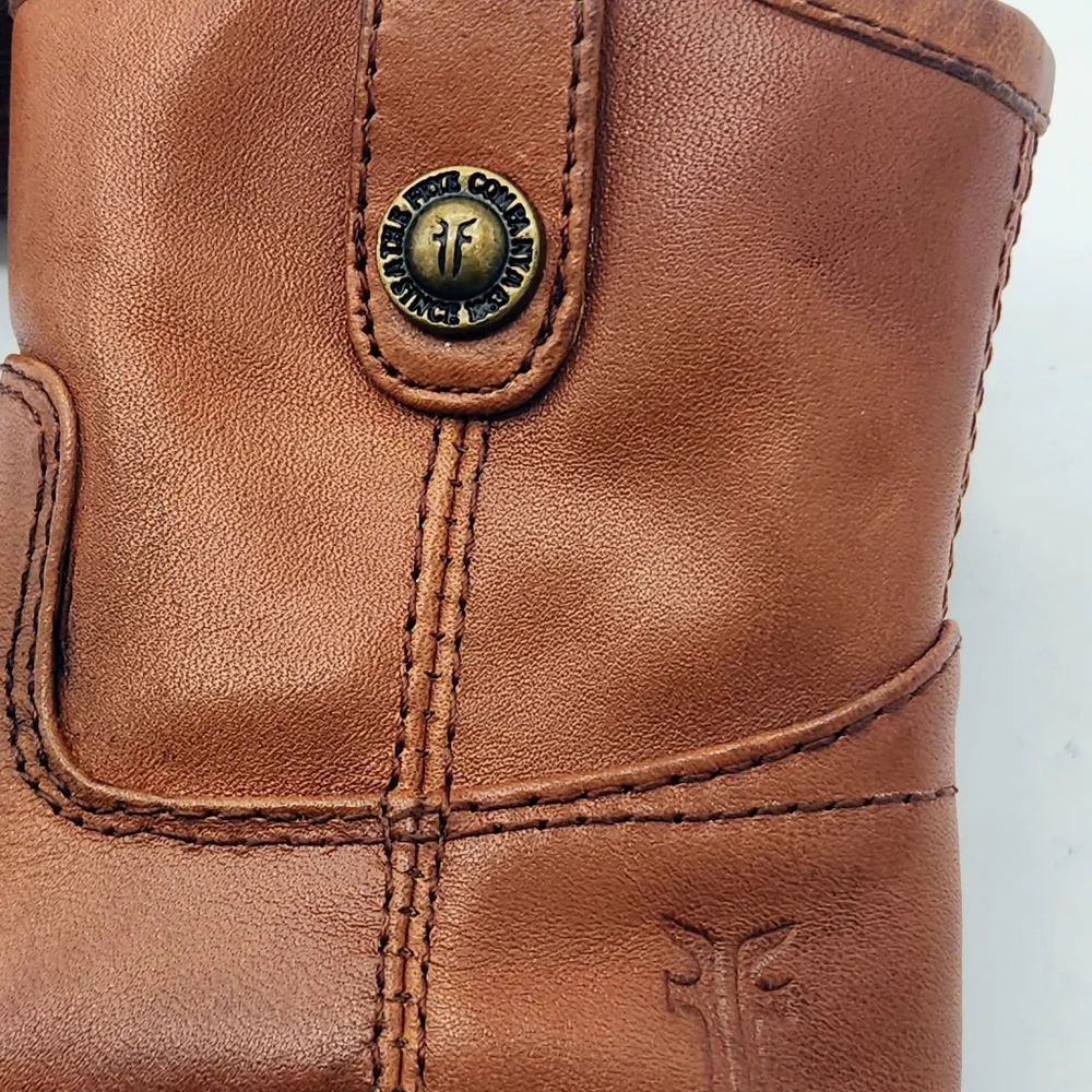 Frye Cognac Leather Infant Baby‎ Soft Sole Crib Shoes Booties Size 1 (YTH1)